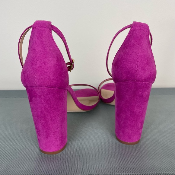 ⭐️2/$20 Lulus Magenta Suede Ankle Strap Chunky Heels - Picture 7 of 14